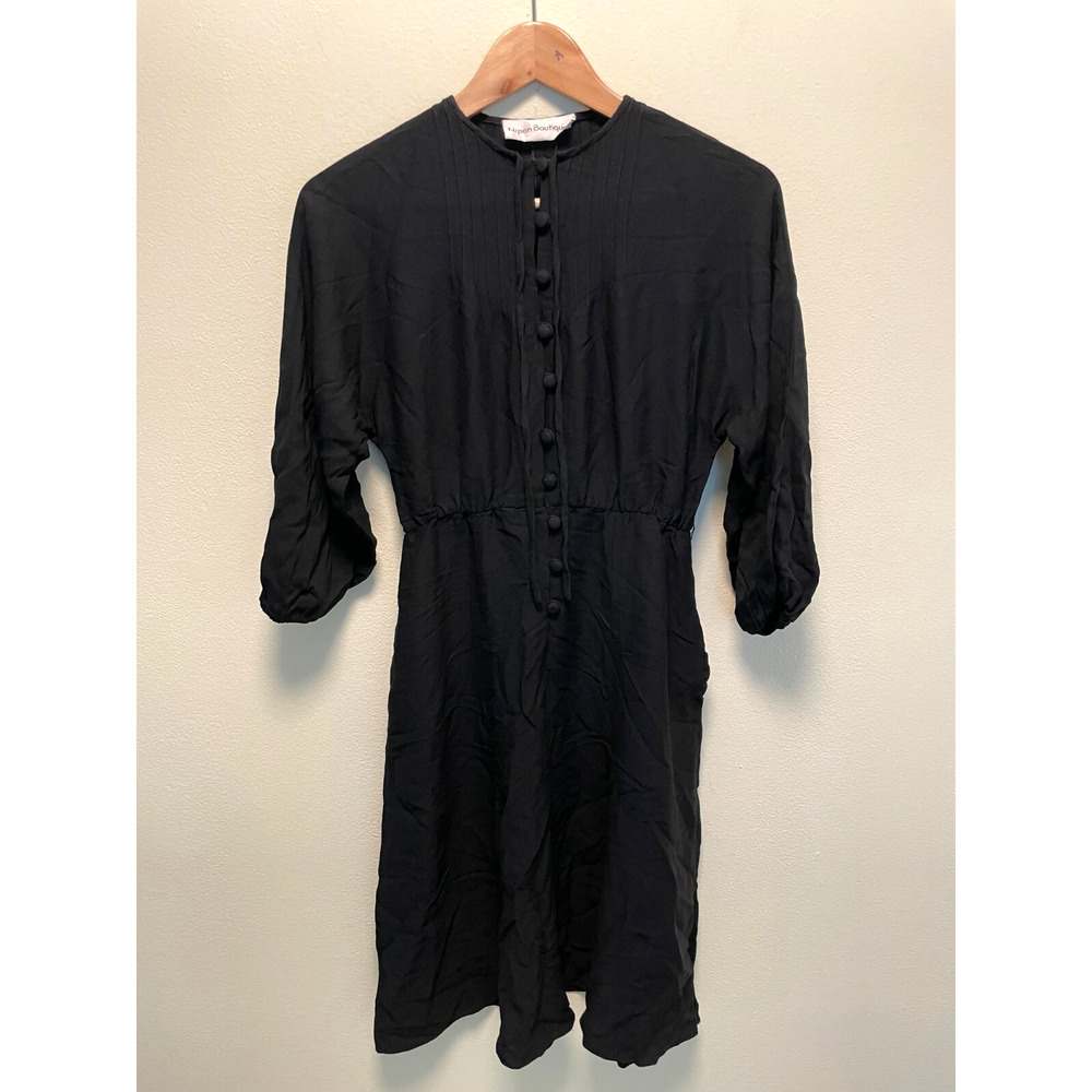 Vintage Albert Nipon Boutique Womens Dress Size 8 Black Gothic Victorian 90s